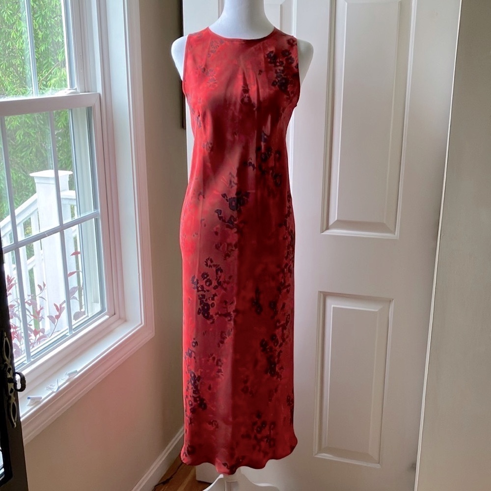 ASCENO 100% Silk The Valencia Slip Dress Cherry Winter Flower Size XS NWOT